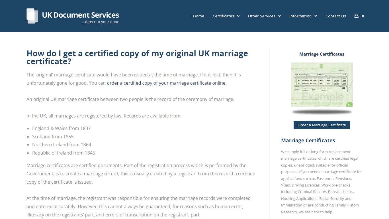 How do I get a copy of my original UK marriage certificate? - UK ...